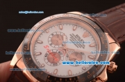 Rolex Daytona Automatic Full Rose Gold with PVD Bezel and White Dial-Brown Leather Strap