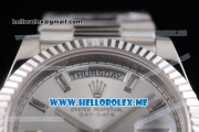 Rolex Day-Date Swiss ETA 2836 Automatic Stainless Steel Case/Bracelet with Silver Dial and Stick Markers (BP)