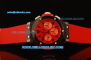 Hublot Big Bang Chronograph Swiss Valjoux 7750 Automatic Movement PVD Case with Red Dial and Red Rubber Strap