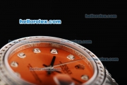 Rolex Datejust Automatic Movement Orange Dial with Diamond Markers and Diamond Bezel