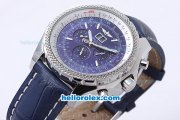 Breitling Bentley Motors Automatic with Blue Dial and White Bezel-Blue Leather Strap