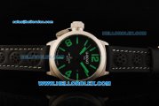 U-Boat Italo Fontana Left Hook Automatic Movement Steel Case Green Markers with Black Dial and Black Leather Strap
