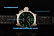 U-Boat Italo Fontana Left Hook Automatic Movement Steel Case Green Markers with Black Dial and Black Leather Strap U-Boat Italo Fontana Left Hook Automatic Movement Steel Case Green Markers with Black Dial and Black Leather Strap