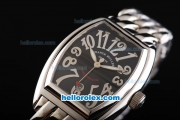 Franck Muller Conquistador Swiss ETA 2824 Automatic Movement Full Steel with Black Dial and Silver Numeral Markers