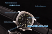 Panerai Luminor GMT PAM 29 Automatic Steel Case with Black Dial and Black Leather Strap