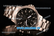 IWC Aquatimer Chronograph Miyota Quartz Full Steel with Black Dial and Stick Markers