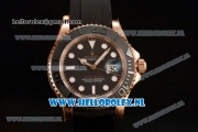 1:1 Rolex Yachtmaster 40 3135 Automatic Rose Gold Case with Black Dial Dots Markers and Black Rubber Strap (EF)