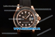 1:1 Rolex Yachtmaster 40 3135 Automatic Rose Gold Case with Black Dial Dots Markers and Black Rubber Strap (EF)