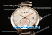 Cartier Rotonde De Miyota Quartz Steel Case/Bracelet with Silver Dial