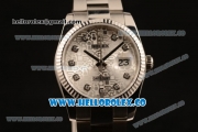 Rolex Datejust Clone Rolex 3135 Automatic Stainless Steel Case/Bracelet with Silver Dial and Diamonds Markers - 1:1 Original (MARK F)