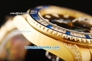 Rolex GMT Master II Swiss ETA 2836 Automatic Movement Full Gold with Black Dial and Diamond Bezel