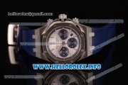 Audemars Piguet Royal Oak QE II CUP 2015 Limited Edition Chrono Swiss Valjoux 7750 Automatic Steel Case with White Dial Stick Markers and Blue Rubber Strap (EF)