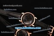 A.Lange&Sohne Grand Lange 1 “Lumen” Asia Automatic Rose Gold Case with Black Leather Bracelet and Silver Markers