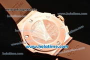Hublot Big Bang Chronograph Miyota Quartz Rose Gold Case with Ceramic Bezel and Brown Dial