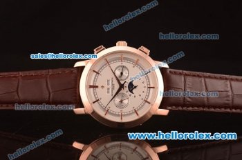 Vacheron Constantin Automatic Rose Gold Case with White Dial and Brown Leather Strap