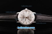 Vacheron Constantin Patrimony Swiss ETA 2836 Automatic Movement Silver Dial with Silver Stick Marker and Diamond Bezel-Black Leather Strap Vacheron Constantin Patrimony Swiss ETA 2836 Automatic Movement Silver Dial with Silver Stick Marker and Diamond Bezel-Black Leather Strap