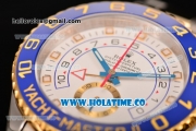 Rolex Yachtmaster II Swiss Valjoux 7750 Automatic Yellow Gold/Steel Case with White Dial Blue Bezel and Dot Markers (BP)