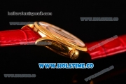 Rolex Cellini Time Asia 2813 Automatic Yellow Gold Case with White Dial Red Leather Strap and Stick Markers