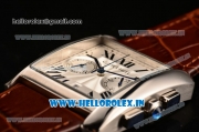 Cartier Tank MC Chrono Miyota Quartz Steel Case with Silver Dial and Black Roman Numeral Markers