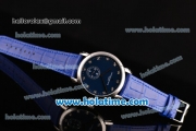Vacheron Constantin Malte Miyota Quartz Stainless Steel Case with Blue Leather Strap Blue Dial and Diamond Markers