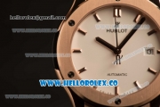 Hublot Classic Fusion Miyota 9015 Automatic Rose Gold Case with White Dial and Black Leather Strap (AAAF)