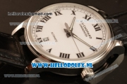 Chopard L.U.C 9015 Auto Steel Case with White Dial and Black Leather Strap