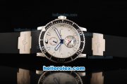 Ulysse Nardin Power Reserve Automatic Movement Silver Case with Black Bezel and White Dial-Black Rubber Strap Ulysse Nardin Power Reserve Automatic Movement Silver Case with Black Bezel and White Dial-Black Rubber Strap