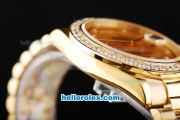 Rolex Day Date II Automatic Movement Full Gold with Diamond Bezel-Gold Dial and Diamond Markers