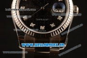 Rolex Datejust Clone Rolex 3135 Automatic Stainless Steel Case/Bracelet with Black Dial and Diamonds Markers - 1:1 Original (MARK F)