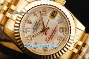 Rolex Datejust Oyster Perpetual Automatic Movement Full Gold with White Dial and Arabic Numeral Markers-Lady Model