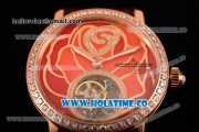 Jaeger-LeCoultre Rendez-Vous Joaillerie And Complications Tourbillon Enamel Swiss Tourbillon Manual Winding Rose Gold Case with Enamel Dial and Diamonds Bezel