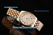 Rolex Datejust Oyster Perpetual Automatic Movement Steel Case with White Dial and Green Roman Numerals -Two Tone Strap
