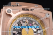 Hublot Masterpiece MP 08 Antikythera Sunmoon Asia 2813 Automatic Rose Gold Case Skeleton Dial Stick Markers and Yellow Leather Strap