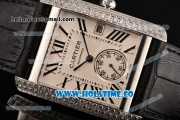 Cartier Tank MC Miyota 9015 Automatic Steel Case with White Dial Roman Numeral Markers and Diamonds Bezel - 1:1 Original