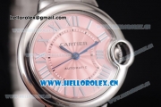 Cartier Ballon Bleu Medium Asia Automatic Stainless Steel Case/Bracelet with Roman Numeral Markers and Pink Dial (YF)