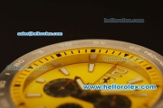 Ferrari Chronogaph Swiss ETA Quartz Full Steel with Yellow Dial and 7750 Coating