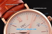 IWC Portofino Vintage Swiss ETA 2892 Automatic Rose Gold Case with Brown Leather Strap and White Dial