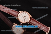 Omega De Ville Trésor Master Co-Axial Swiss ETA 2824 Automatic Rose Gold Case with Brown Leather Strap and Silvery Opaline Dial