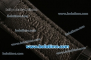 IWC Portuguese Chrono Miyota OS20 Quartz Steel Case with Black Leather Strap and Black Dial