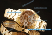 Rolex Datejust Swiss ETA 2836 Automatic Full Yellow Gold with 12 Diamonds Bezel and White MOP Dial