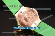 Hublot Big Bang Tutti Japanese Miyota Quartz Rose Gold Case with Green Dial Stick Markers and Green Rubber Strap