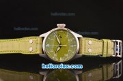 IWC Big Pilot's Power Reserve Asia ST20 Automatic Steel Case with Green Dial and Green Leather Strap - 7750 Coating