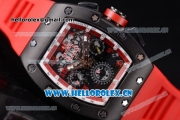 Richard Mille RM011-FM Asia ST25 Automatic PVD Case with Skeleton Dial Arabic Numeral Markers and Red Rubber Strap White Inner Bezel