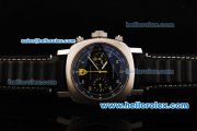 Ferrari & Panerai Chronograph Swiss Valjoux 7750 Automatic Movement Steel Case with Black Dial and Leather Strap