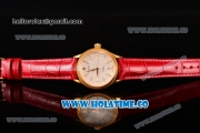 Rolex Cellini Time Asia 2813 Automatic Yellow Gold Case with White Dial Red Leather Strap and Stick Markers