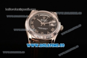 Rolex Day-Date Asia 2813/Swiss ETA 2836/Clone Rolex 3135 Automatic Steel Case with Roman Numeral Markers and Black Dial (BP)