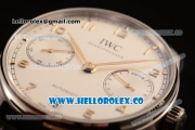 IWC Portuguese Automatic Clone IWC 52010 Automatic Steel Case Steel Bezel with White Dial and Black Leather Strap - (AAAF)