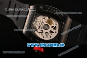 Richard Mille RM 007 Miyota 9015 Automatic PVD Case with Arabic Numeral Makrers Skeleton Dial and Black Rubber Strap