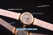 Omega Ladymatic Swiss ETA 2671 Automatic Rose Gold Case with White Stripy Dial and Pink Leather Strap-1:1 Original