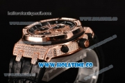 Audemars Piguet Royal Oak Offshore Chrono Swiss Valjoux 7750 Automatic Rose Gold/Diamonds Case with White Markers and Diamonds Bezel(NOOB)